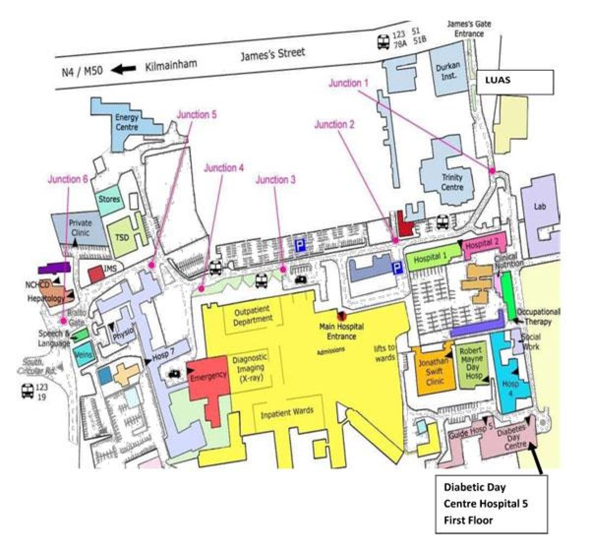 圣詹姆斯医院都柏林地图